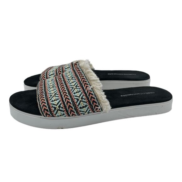 Rebecca Minkoff Printed Fringe Trim Slide Sandals - 9 - Picture 4 of 11
